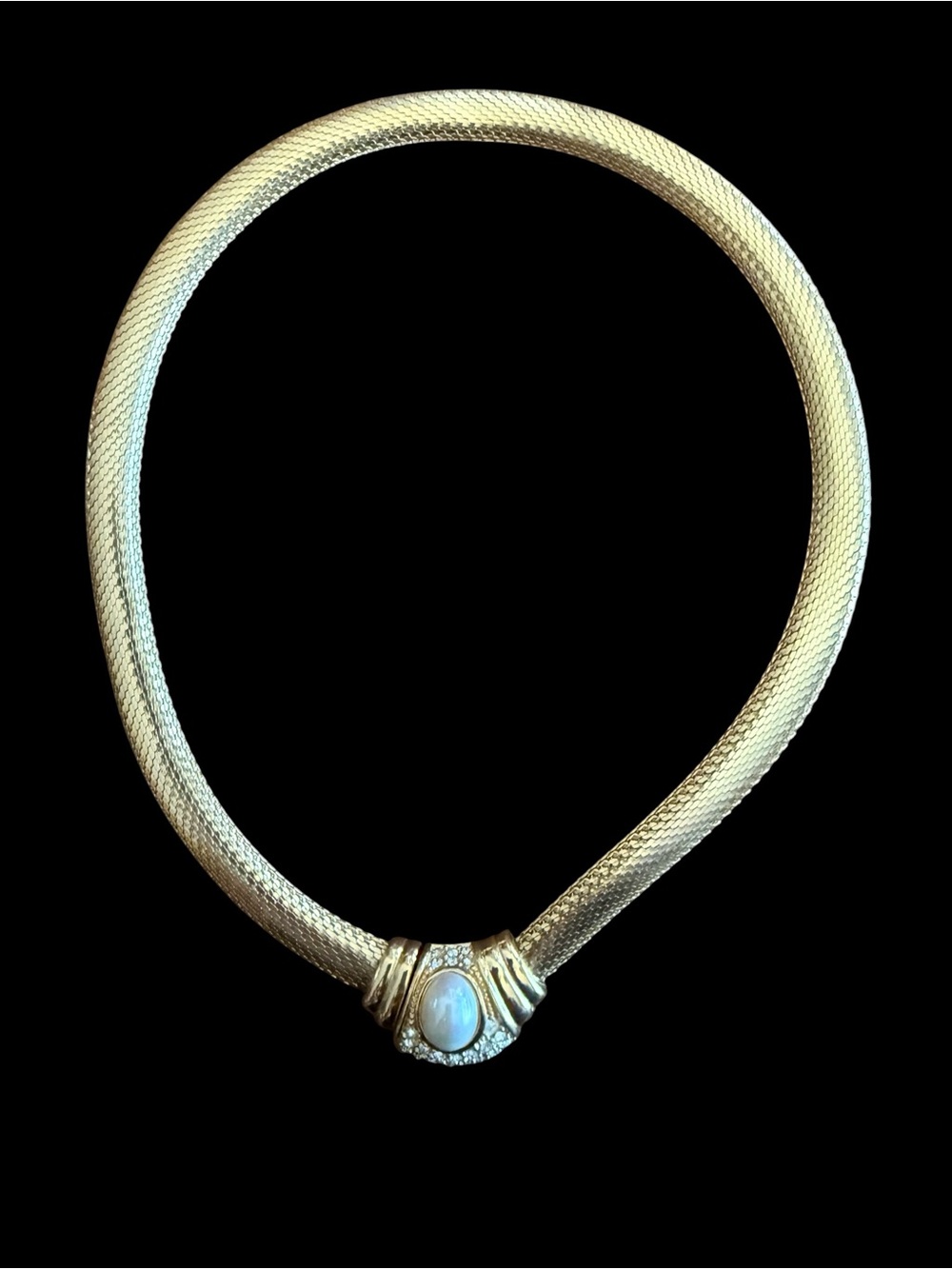 Christian Dior Vintage 1980s Oval Pearl and Pave crystal Snake Choker